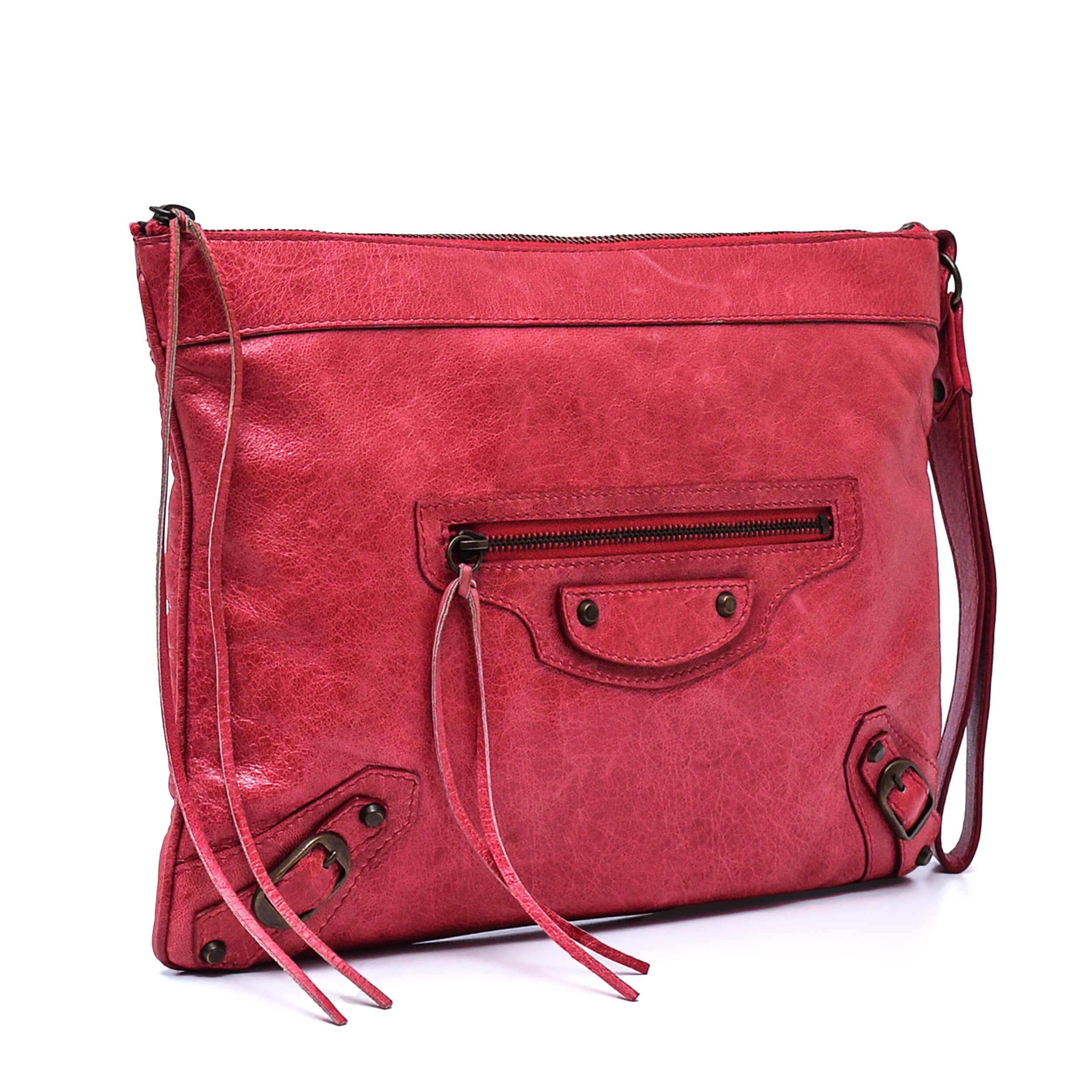 Balenciaga - Pink Agneau Flat Handle Clutch